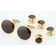 Cufflinks and Studs Set Gold Finish in Many Colors to Match Prom and Brides Maid Dresses