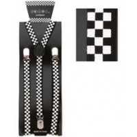 Black and White Checkered Thin Suspenders