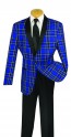 Blue Plaid Tuxedo with Black Shawl Lapel