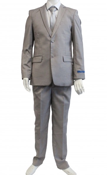 Perry Ellis boys 5 Piece 2 Button Notch Suit Grey