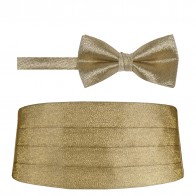 Lame Metallic Gold or silver Cummerbund and Bowtie Set Mens or Boys 