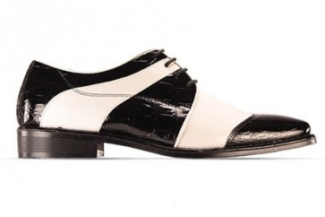 Mens Black and White Faux Reptile Shoes