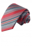 Mens Coral, Gray and Navy Striped Skinny Necktie