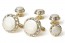 Cufflinks Studs MOTHER of PEARL CRYSTAL EDGE Set Gold
