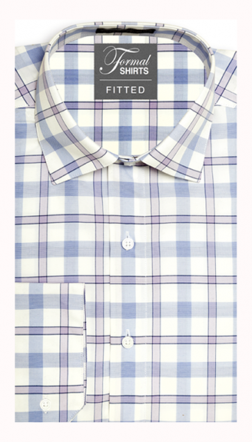Mens Plaid Luxe Microfiber Fitted Dress Shirt- Modern Fashion Fit- Fitted