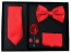 Mens Red 5 Piece Gift Box Set Tie Bow-Tie Lapel Pin Handkerchief and Cufflinks