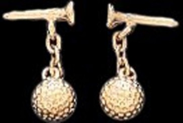 Cufflinks GOLF BALL & TEE Cuff Links Gold