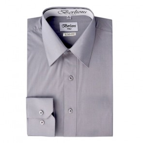 Light Grey Slim Fit Dress Shirt Convertible French Cuff