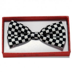 Boys Black and White Checkered Pre Tied Bow Tie