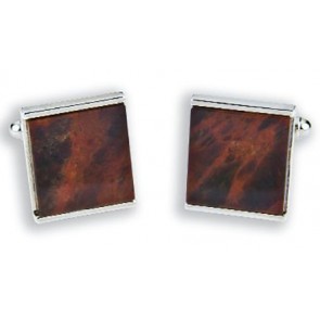 Genuine Chocolate Obsidian Stone Square Cufflinks