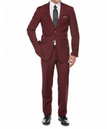 Slim Fit Burgundy Suit Notch Lapel in Wine Burgundy Color- Prom-Homecoming