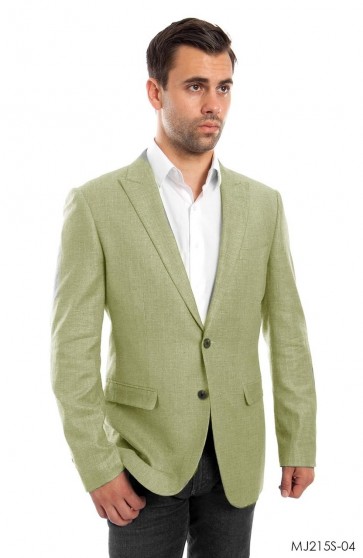 Mens Mint Linen Sports Coat  Peak Lapel