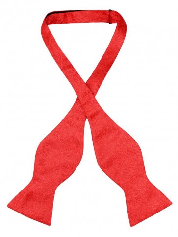 Mens Paisley Satin Self tie Bowtie Red