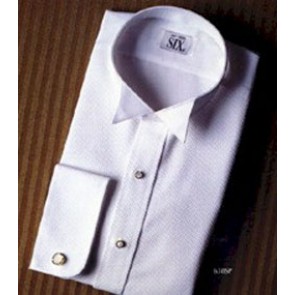 Tuxedo Shirt WHITE WING Collar 100% Cotton Pique French Cuff