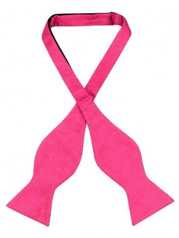 Mens Paisley Satin Self tie Bowtie Hot Pink