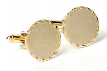 Cufflinks ROUND BRUSHED Cuff Links Gold