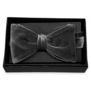 Mens Velvet Grey Pre-Tied Bowtie With Gift Box