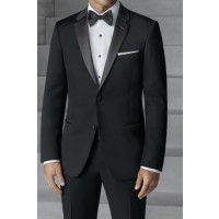 Black Tuxedo Two Button Notch Mens Wedding or Prom Tuxedo