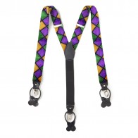 Mardi Gras Mens Suspenders with Bowtie Option