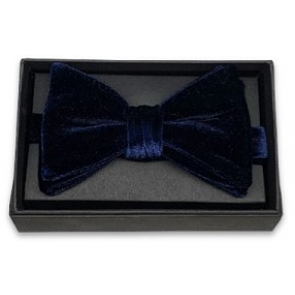 Mens Navy Blue Velvet Pre-Tied Bowtie