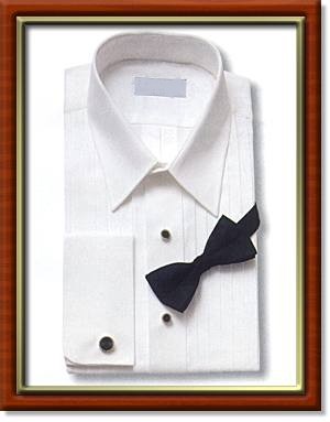 Tuxedo Shirt WHITE LAYDOWN Collar All Cotton French Cuff