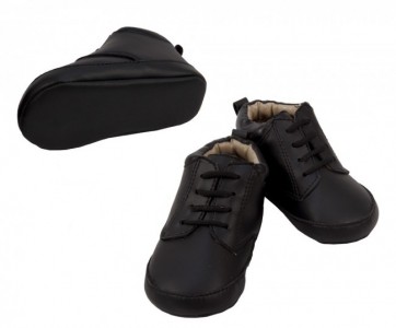 Baby Infant Boys Black Lace Up Matte Tuxedo Shoes