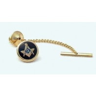Tie Tack Masonic Black Background Round Tie Pin in Gold