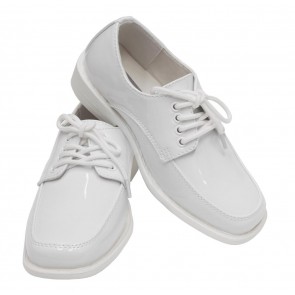 Tuxedo Shoes BOYS White Slim Square Toe Lace-Up Shoes