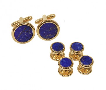 Cufflinks Studs GENUINE BLUE LAPIS Cuff Links and Studs Set