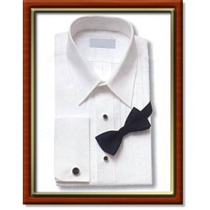 Tuxedo Shirt WHITE LAYDOWN Collar All Cotton French Cuff