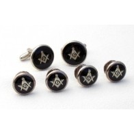 Cufflinks Studs BLACK MASONIC Cuff Links Studs Set