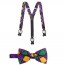 Mardi Gras Mens Suspenders with Bowtie Option