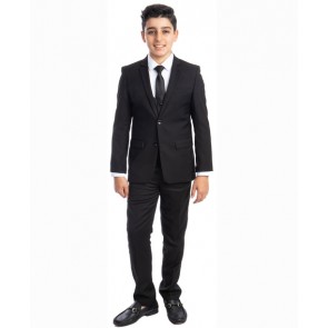 Perry Ellis boys 5 Piece 2 Button Notch Suit Black