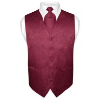 Mens Paisley Tone On Tone Burgundy  Vest with Tie Set