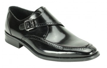 Amato Men's Black Buckle Slip-On Strap Dress Shoe