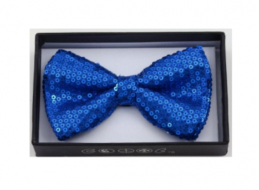 Mens Royal Blue Sequin Pre-Tied Bow Tie- Mardi Gras- Holiday