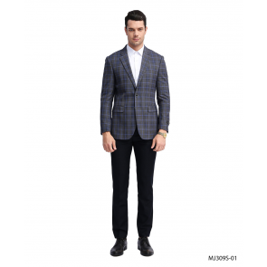 Mens Glen Plaid /Checker Plaid Notch Lapel Two Button Sports coat Only
