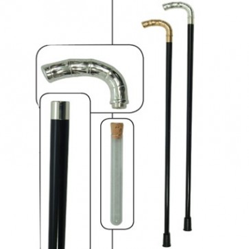 Walking Stick Liquor Bottle Cane With Bamboo Handle Gold