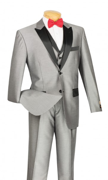 Men's Two Button Peak lapel Suit With Matching Vest Prom and Wedding Tuxedo