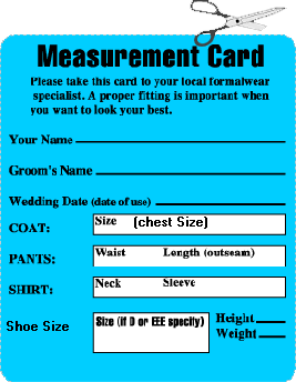 Tuxedo sizing printable form